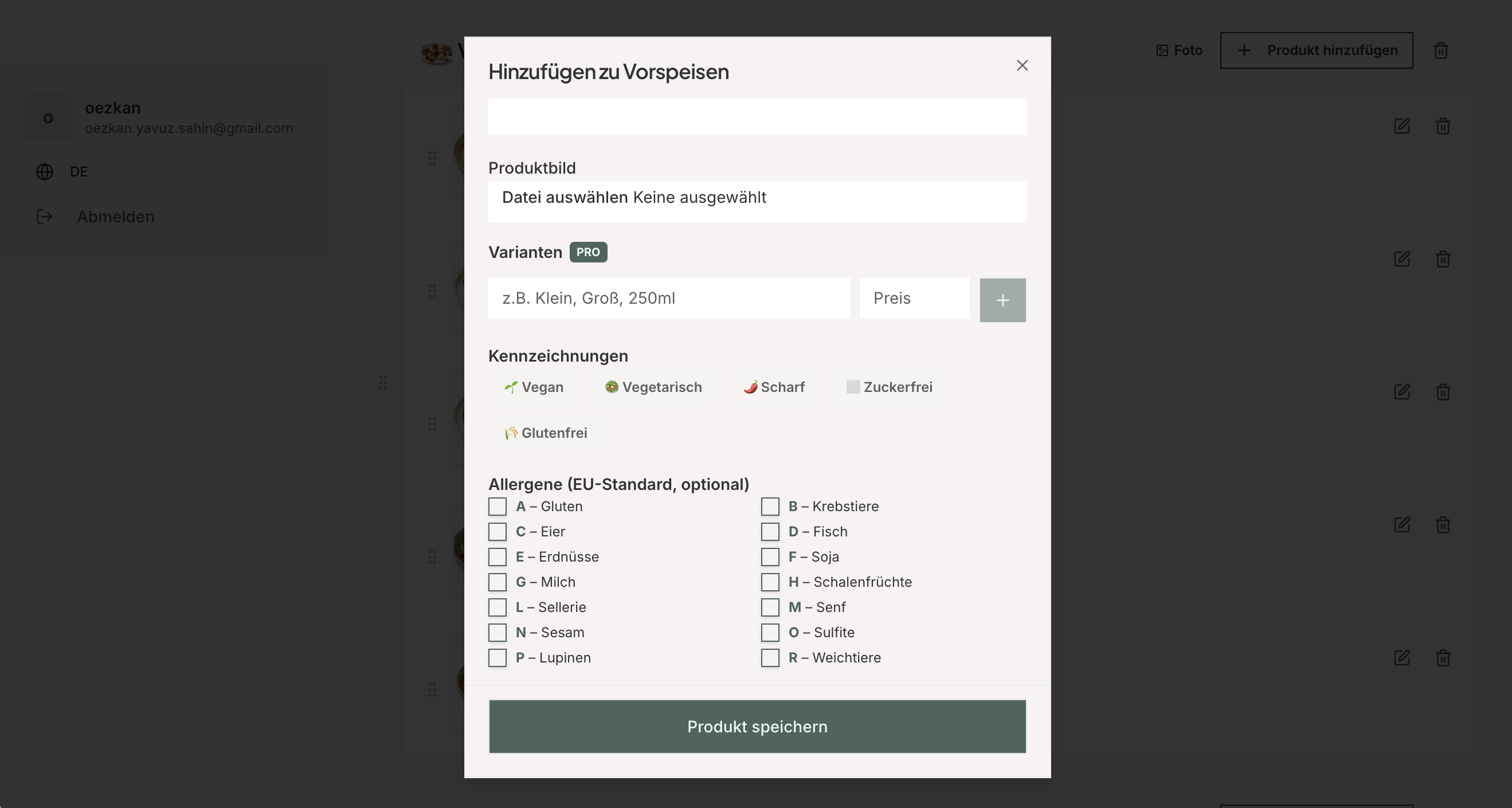 Produkte hinzufügen