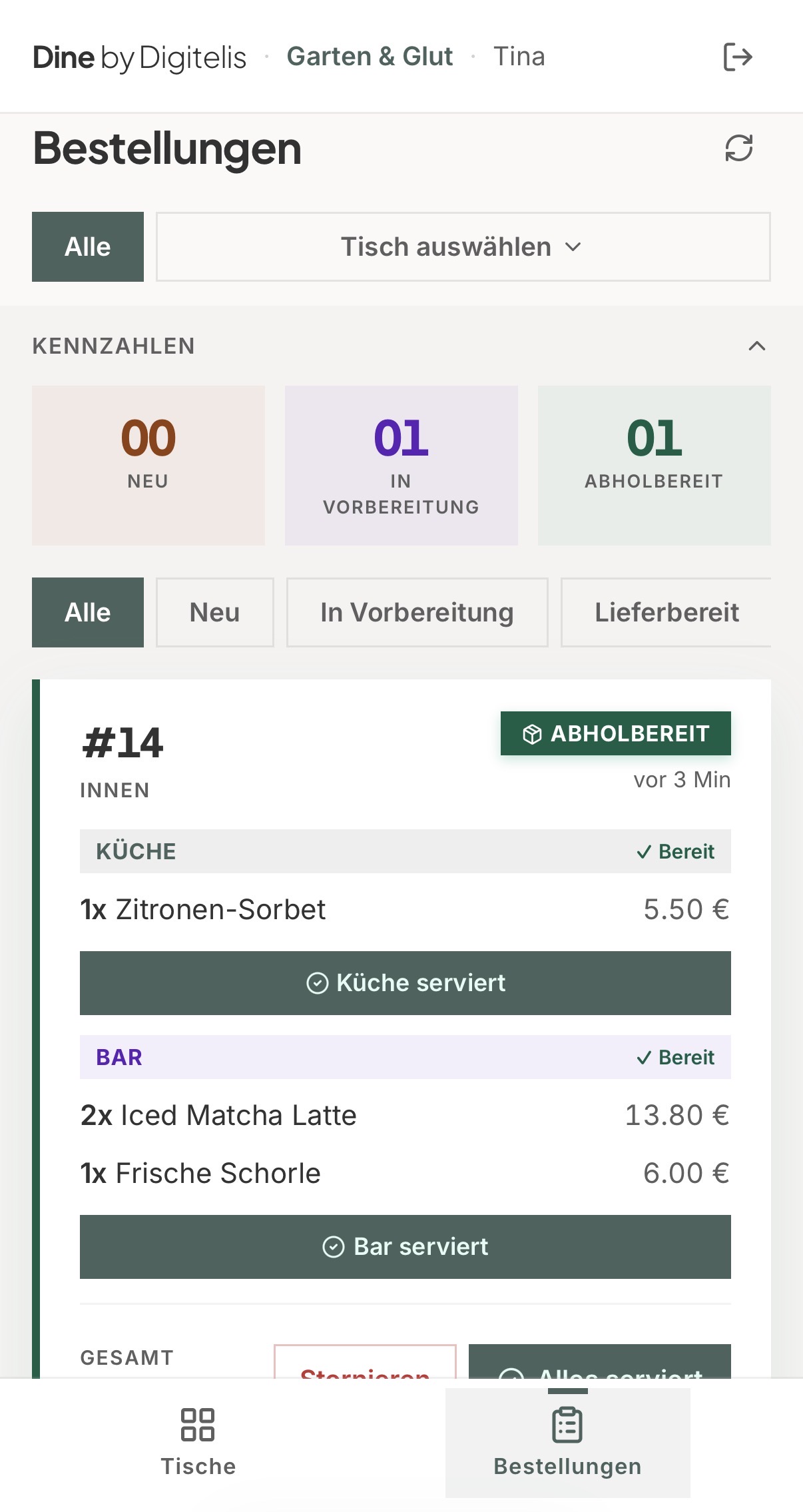 Service-App — Bestellungen & Abholung