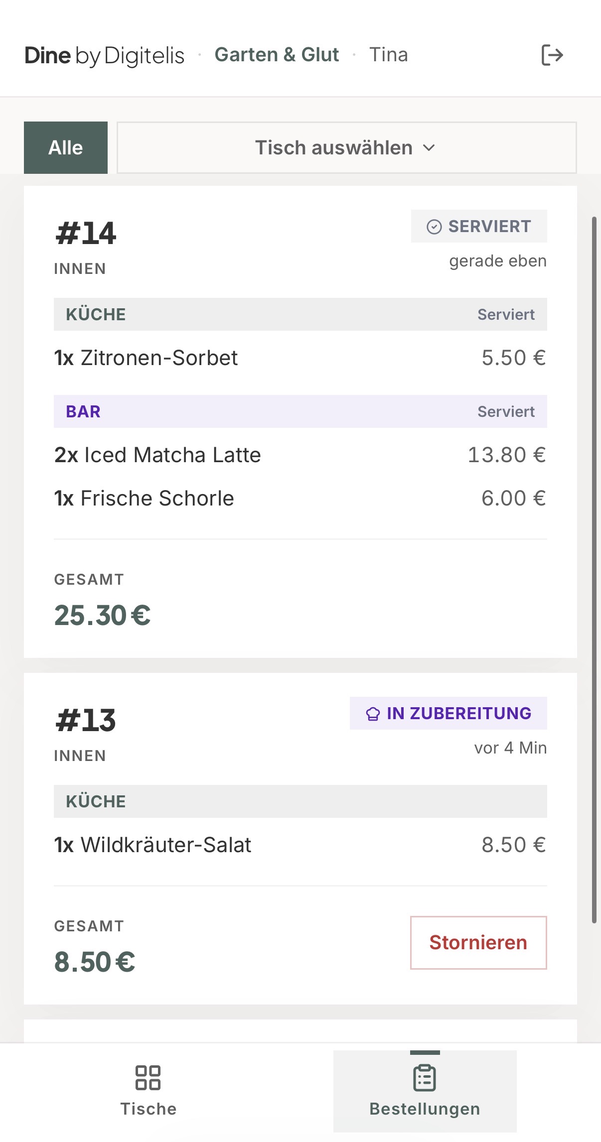 Service-App — Bestellungen & Abholung